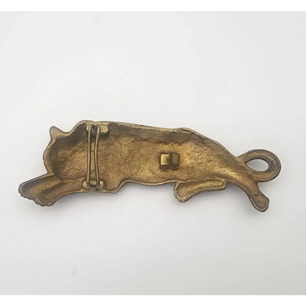 Vintage Tiger Cat BELT BUCKLE Designer Gold Tone Metal 5.25